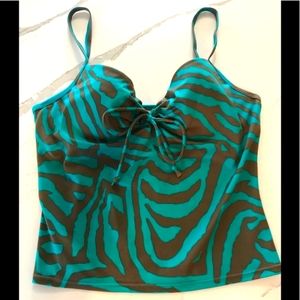 Vintage Victorias Secret Tankini Swim Top 34C Animal print Underwire